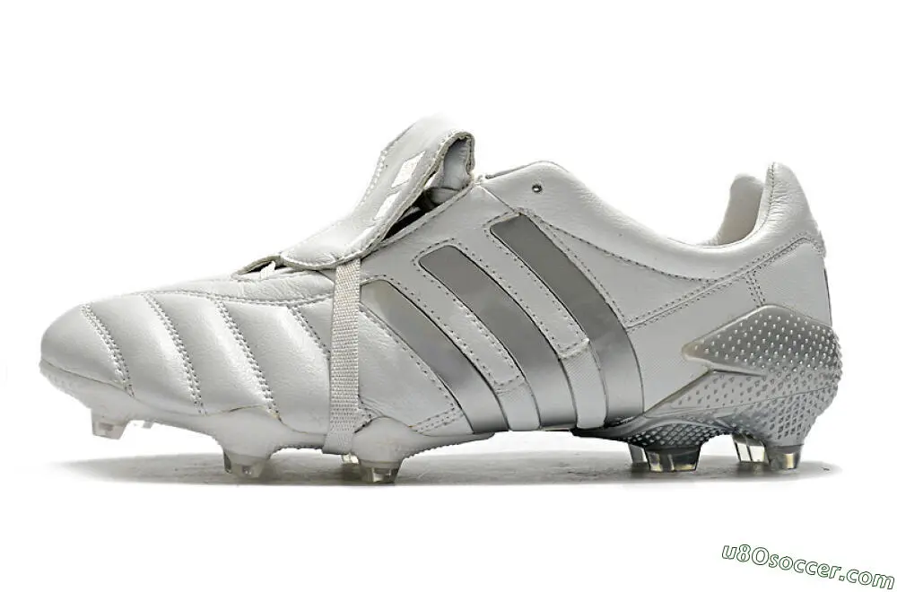 White Silver FG Firm Ground Soccer Cleats: Adidas Predator